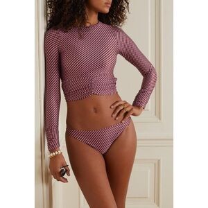 Free People Peony Gingham Rash Guard Top NWT XS Crop Tie Back Swim Top $110